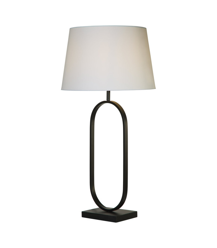 Modish Table Lamp Matt Black White Shade 1x E27-1
