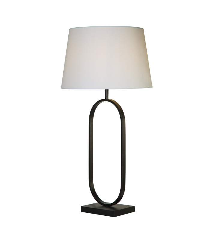 Modish Table Lamp Matt Black White Shade 1x E27-3