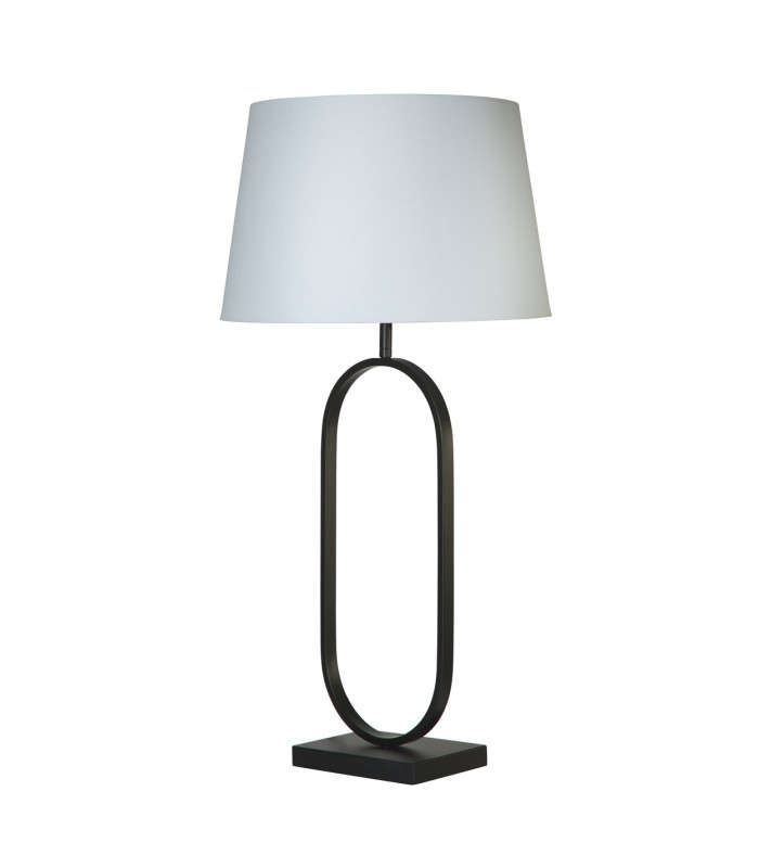 Modish Table Lamp Matt Black White Shade 1x E27-4