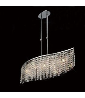 Telescopic Ceiling Pendant Bar 5 Light Polished Chrome, Crystal - 2