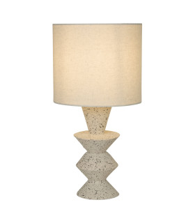 Malacca Table Lamp Stoneware & White Fabric Shade 1x E27-1