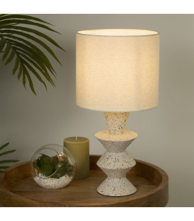 Malacca Table Lamp Stoneware & White Fabric Shade 1x E27-2