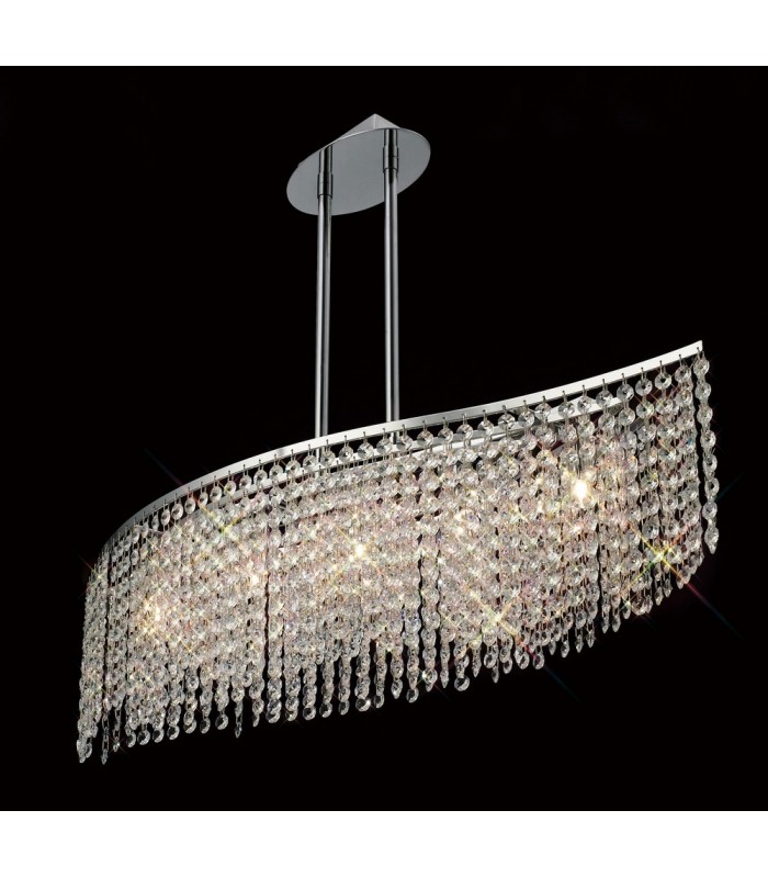Telescopic Ceiling Pendant Bar 5 Light Polished Chrome, Crystal - 4