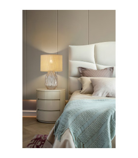 Diane Table Lamp Champagne Glass Rattan Shade 1x E14-2