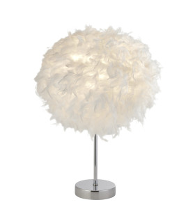Hattie Table Lamp White Feather & Chrome 1x E27-1