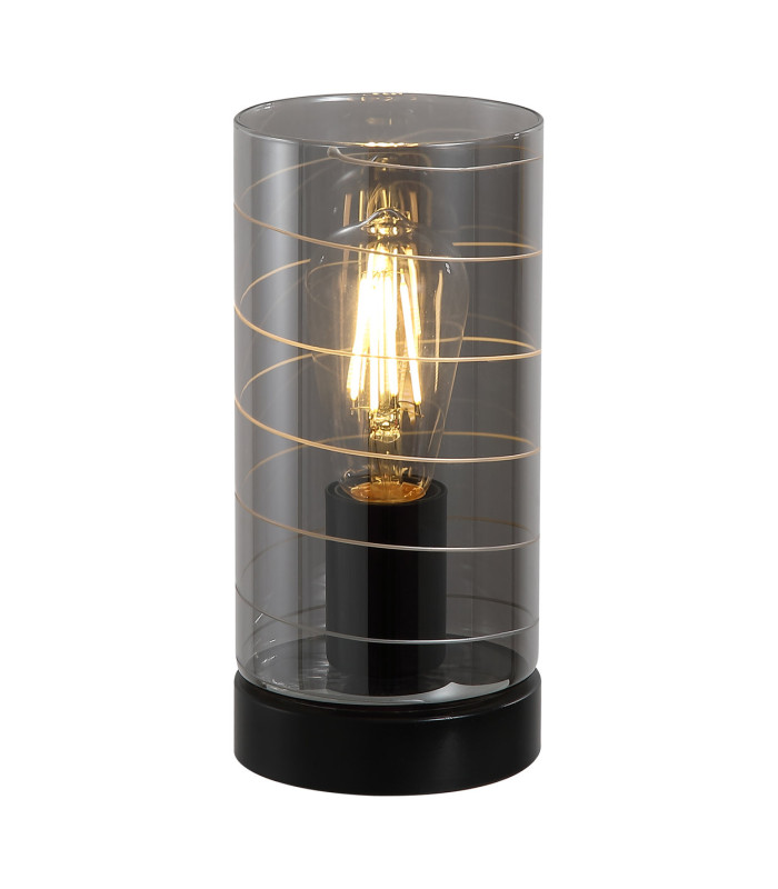 Broughton Table Lamp Smoked Glass 1x E14-1