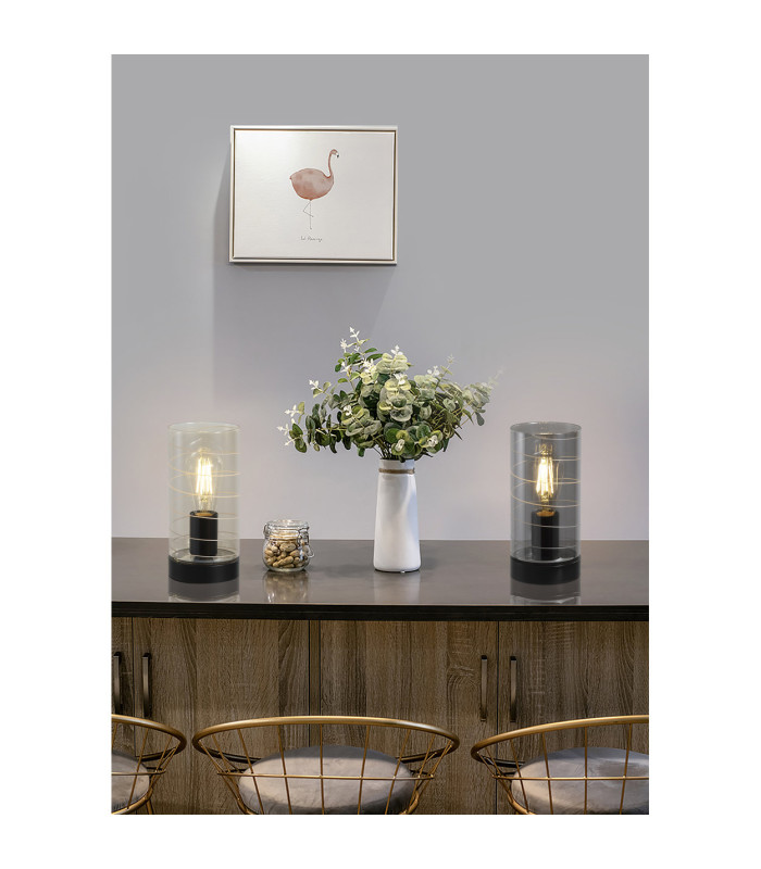 Broughton Table Lamp Smoked Glass 1x E14-2