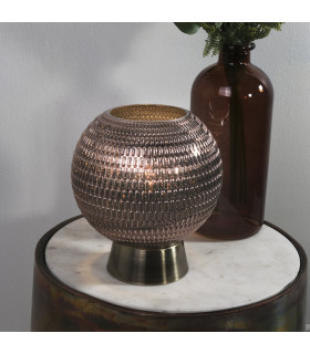 Mila Table Lamp Antique Brass & Brown Glass 1x E27-2