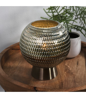 Mila Table Lamp Brass & Green Glass 1x E27-2