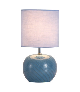 Fete Table Lamp Blue Glass Linen Shade 1x E27-1