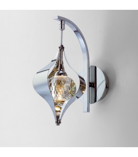 Wall Lamp Switched 1 Light Polished Chrome, Crystal - 2