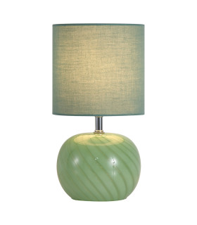 Fete Table Lamp Green Glass Linen Shade 1x E27-1