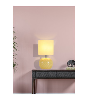 Fete Table Lamp Yellow Glass Linen Shade 1x E14-2