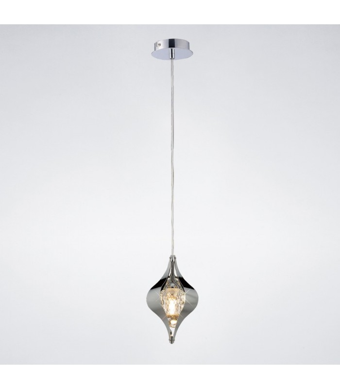 Ceiling Pendant 1 Light Polished Chrome, Crystal - 2