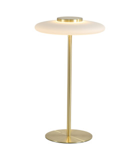 Record LED Table Lamp Gold White Glass-1