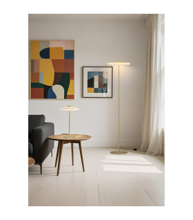 Record LED Table Lamp Gold White Glass-2