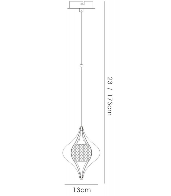 Ceiling Pendant 1 Light Polished Chrome, Crystal - 3
