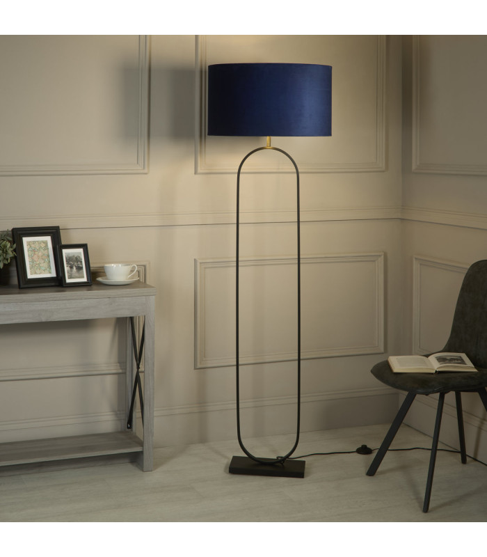 Modish Floor Lamp Black Navy Shade 1x E27-2