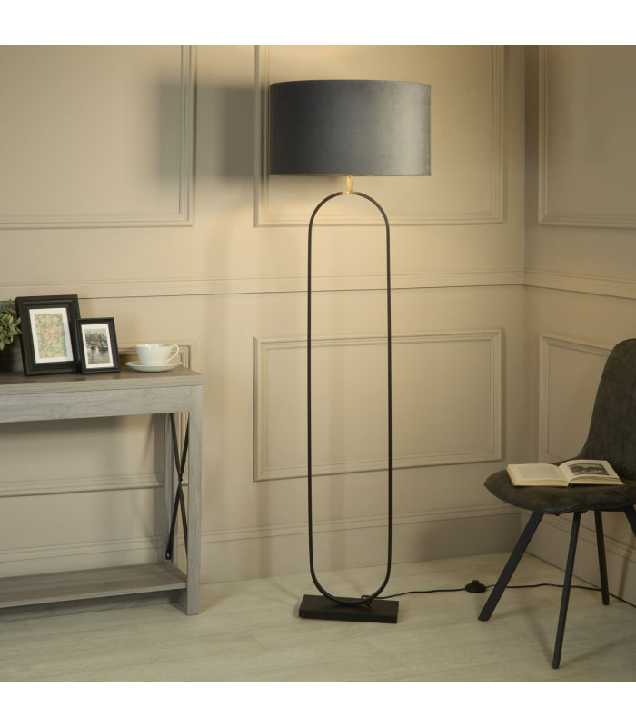 Modish Floor Lamp Black Dark Grey Shade 1x E27-2