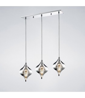Ceiling Pendant Line 3 Light Polished Chrome, Crystal - 2