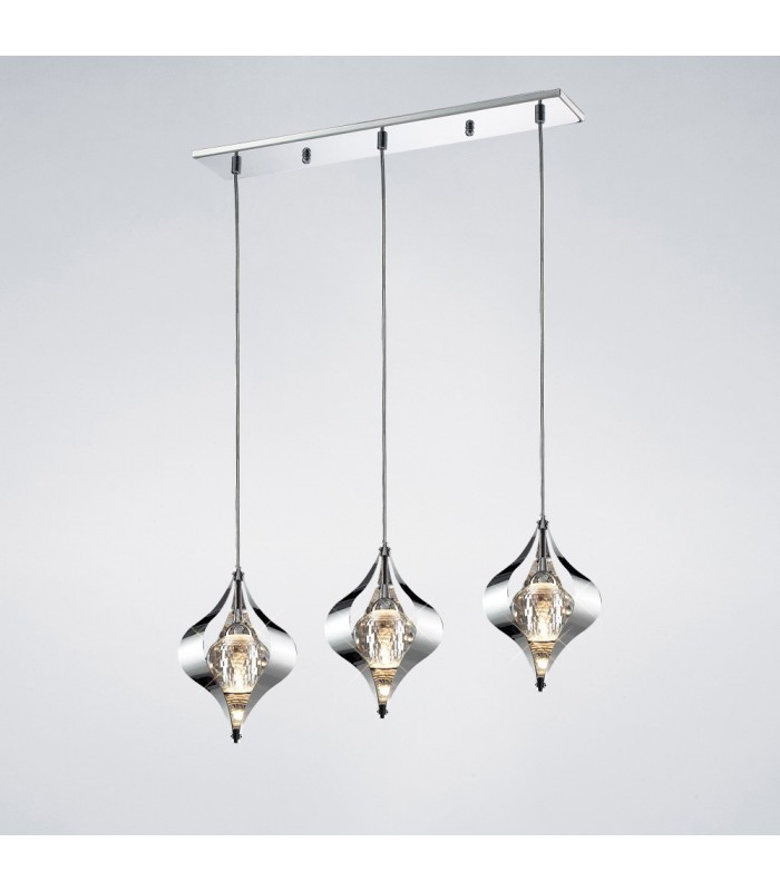 Ceiling Pendant Line 3 Light Polished Chrome, Crystal - 2