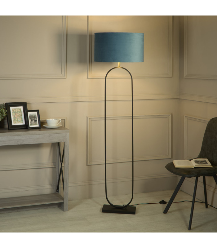 Modish Floor Lamp Black Teal Shade 0x-2
