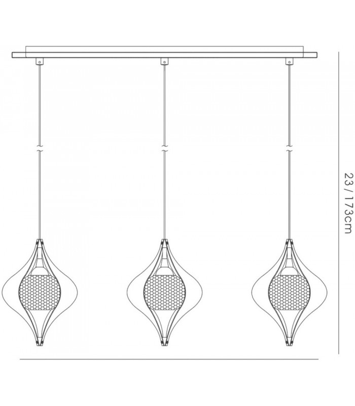 Ceiling Pendant Line 3 Light Polished Chrome, Crystal - 3