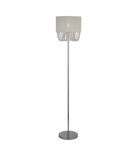 Bellano Floor Lamp Chrome White Fabric 1x E27-1