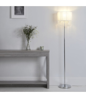Bellano Floor Lamp Chrome White Fabric 1x E27-2