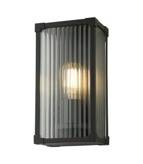 Cincinnati Outdoor Up Down Wall Lamp Aluminium Clear Ribbed Glass IP44 1x E27-1