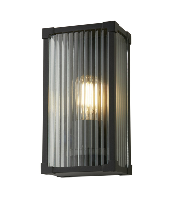 Cincinnati Outdoor Up Down Wall Lamp Aluminium Clear Ribbed Glass IP44 1x E27-1