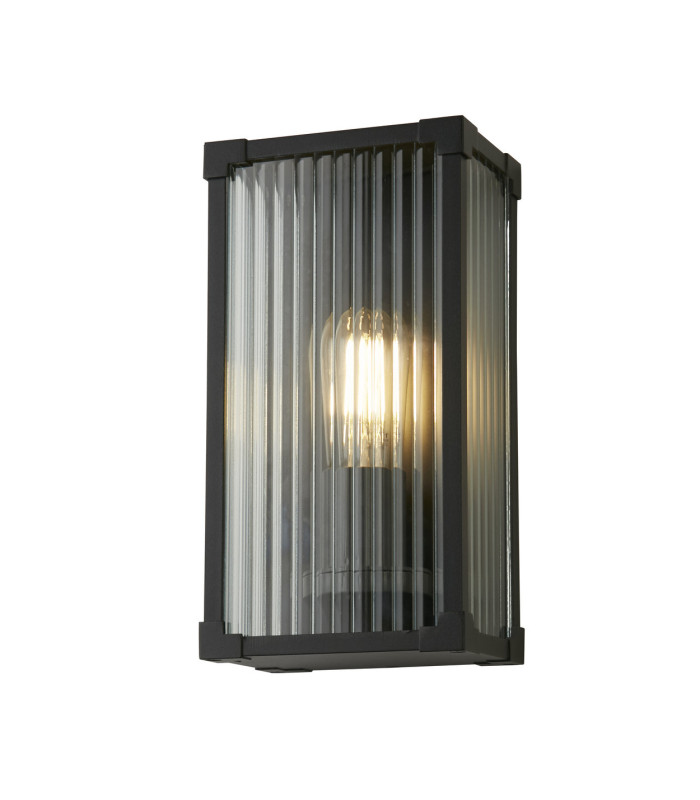 Cincinnati Outdoor Up Down Wall Lamp Aluminium Clear Ribbed Glass IP44 1x E27-3