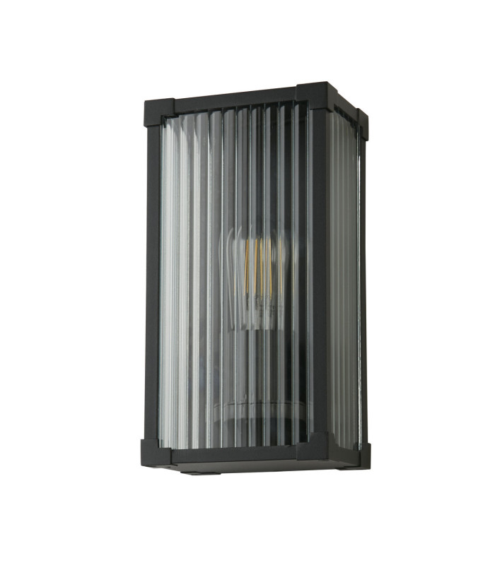 Cincinnati Outdoor Up Down Wall Lamp Aluminium Clear Ribbed Glass IP44 1x E27-4