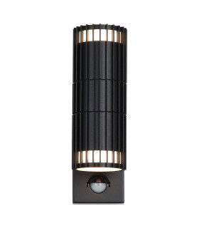 Detroit Up Down Outdoor Wall Light PIR Black IP44 1x-1