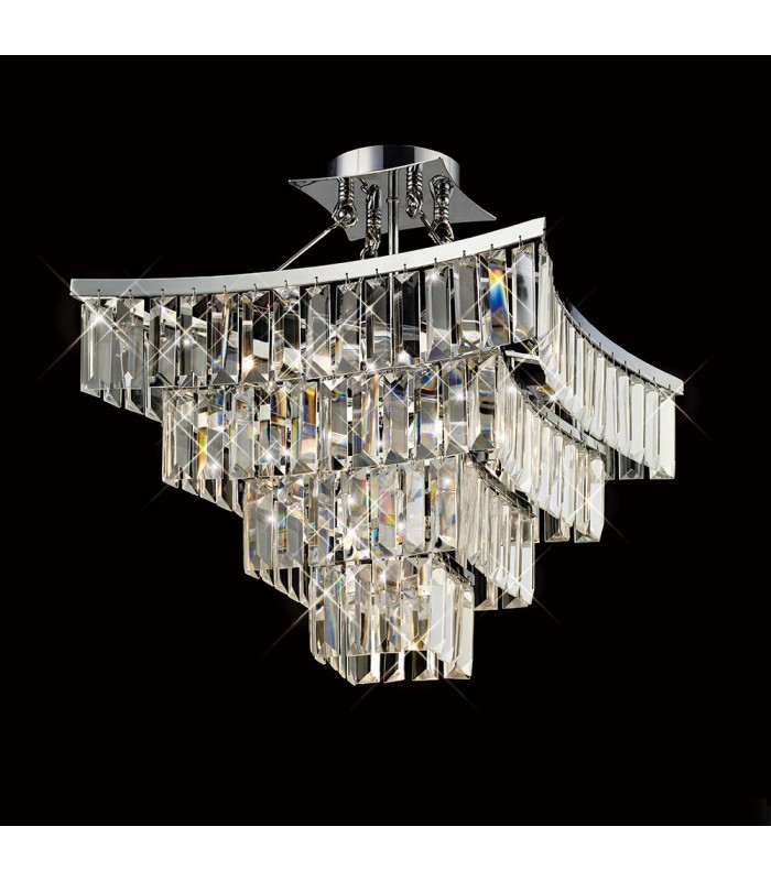 Semi Flush Ceiling 5 Light Polished Chrome, Crystal - 2