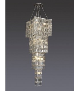 Tall Ceiling Pendant Chandelier 11 Light Polished Chrome, Crystal - 2