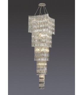 Tall Ceiling Pendant Chandelier 15 Light Polished Chrome, Crystal - 2