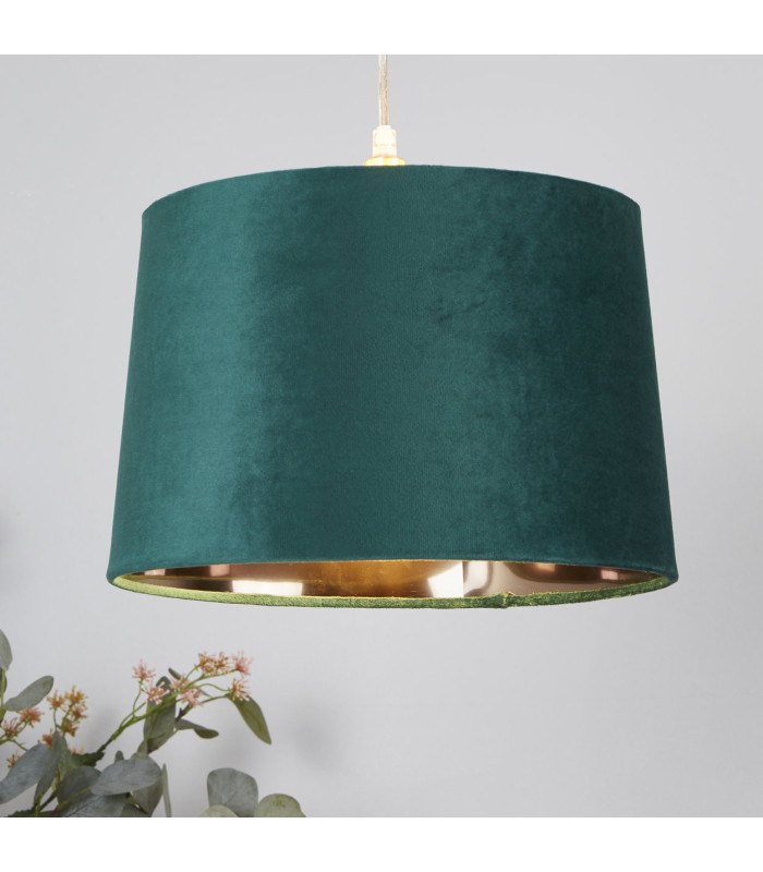 Velvet Drum Shade 30cm Emerald-2