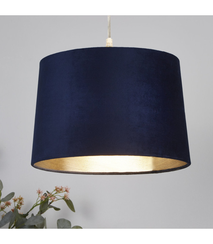 Velvet Drum Shade 30cm Navy-2
