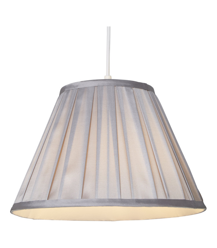 Raye Taper Pleat Silk Shade 30cm Silver-1