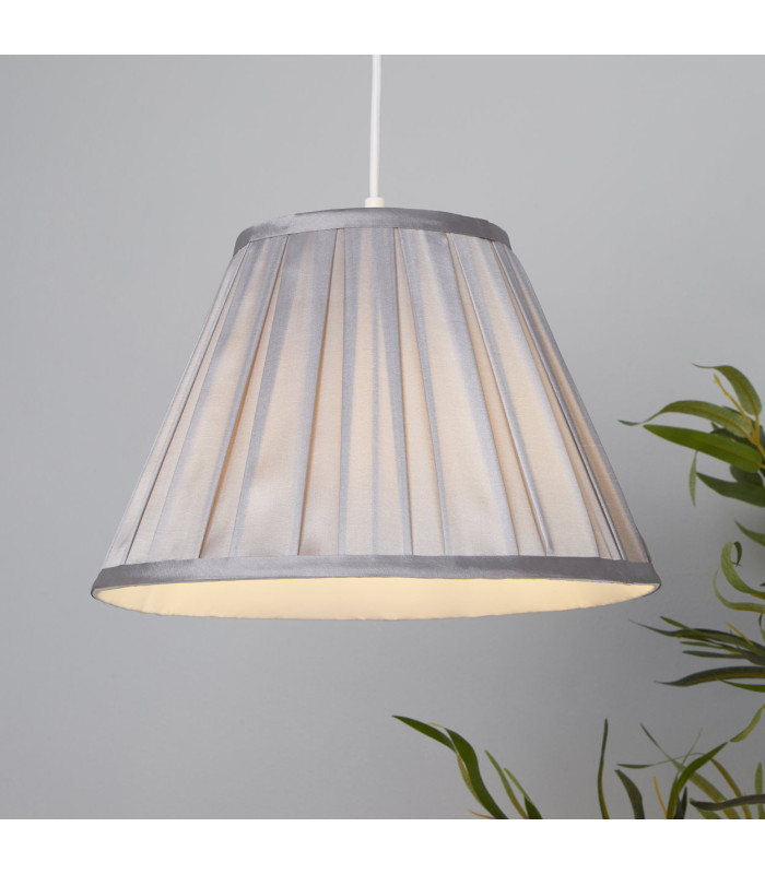 Raye Taper Pleat Silk Shade 30cm Silver-2