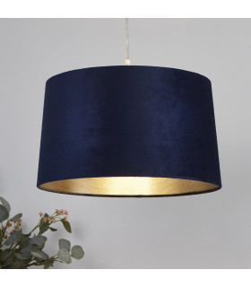 Velvet Drum Shade 40cm Navy-2