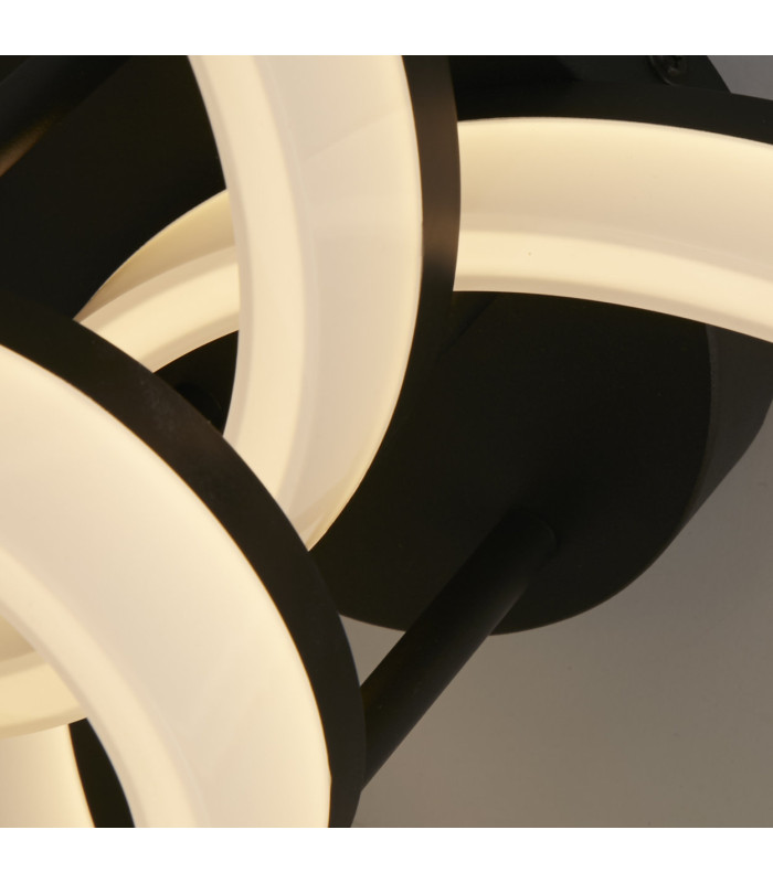 Triple Integrated LED Flush Ceiling Light. Matt Black 25W 3000K-5