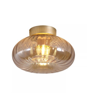 Celestial Flush Ceiling Light Gold Amber Glass 1x E27-1