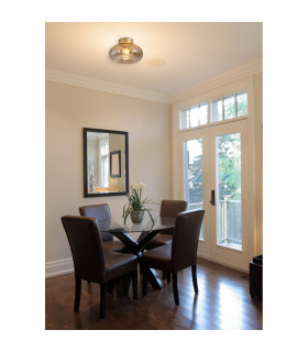 Celestial Flush Ceiling Light Gold Amber Glass 1x E27-2