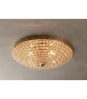 Flush Bowl Ceiling 4 Light French Gold, Crystal - 2