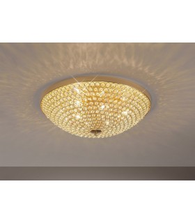 Flush Bowl Ceiling 6 Light French Gold, Crystal - 2