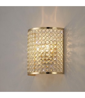 Wall Lamp Rectangle 2 Light French Gold, Crystal - 2