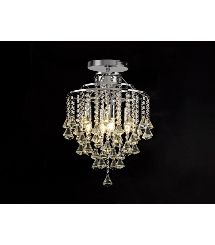Semi Flush Ceiling 4 Light Polished Chrome, Crystal - 2