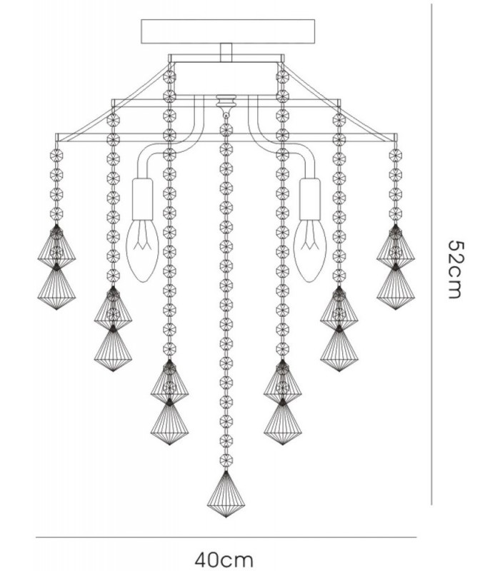 Semi Flush Ceiling 4 Light Polished Chrome, Crystal - 3